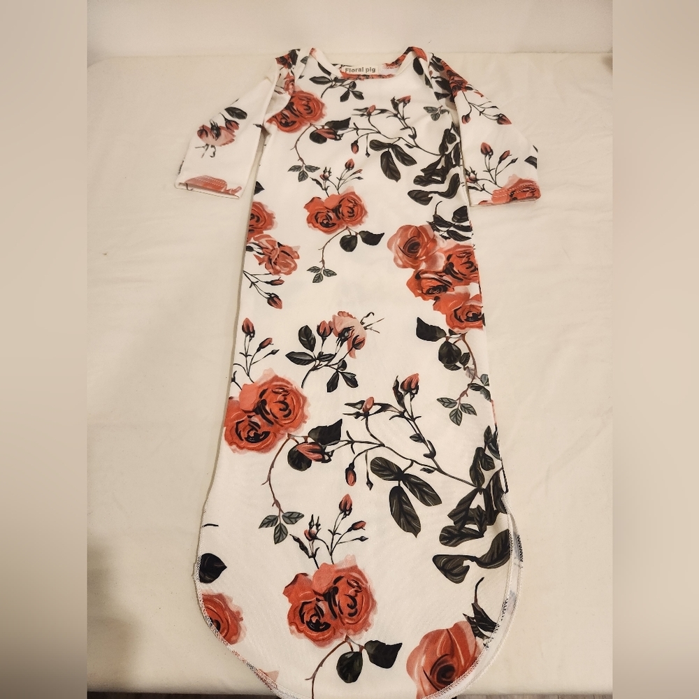 Floral pig knotted gown 0-6 months
